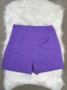 TAILORED SKIRT SHORTS WITH SLIT FASHION BLOGGER SUMMER 2024 - 紫羅蘭色 - 查看 2