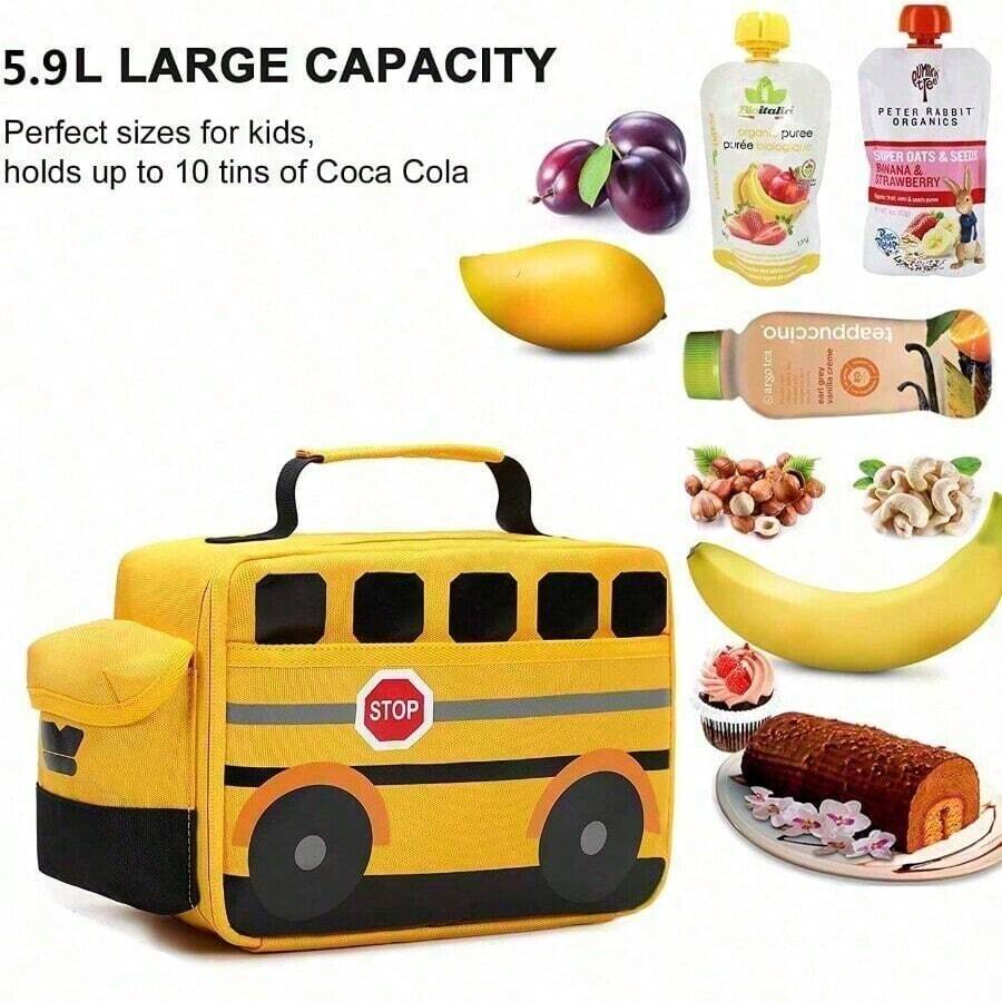 1pc School Bus Shape Thermal Lunch Box For Boys And Girls School Lunch Bags Reusable Cooler Thermal Lunch Bag For Picnic Meals Back To School Back School Stuff Bag For School Work Lunch Bag For Women Picnic Accessoriescooler Bag Lunch Box For School - Yellow - View 1