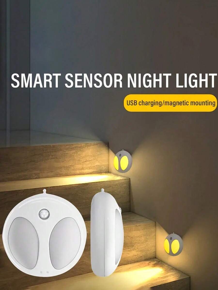 1 đèn LED cảm biến chuyển động thông minh, đèn ngủ đầu giường thoải mái, dùng để trang trí phòng ngủ cho bé và làm quà tặng vào ngày sinh nhật/ngày lễ, đèn ngủ chiếu sáng liên tục khi cho con bú - Sạc USB - Nhiều màu - Xem 1