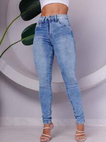 Calça Jeans Feminina Skinny Cintura Alta
