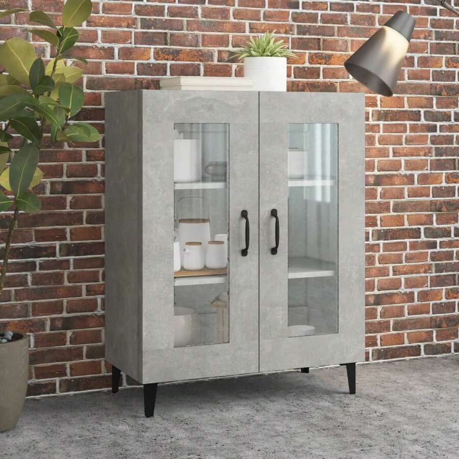 VidaXL Sideboard Concrete Grey 69.5x34x90 Cm Wood Material