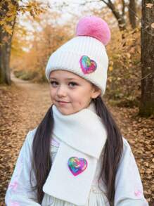 1Set Girls Kids Glitter Butterfly Knitted Hat And Scarf 2pcs Set - 2 Pcs - View 12