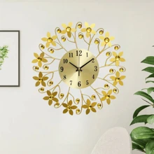 1pc Modern Style Silent Wall Clock, Suitable For Living Room, Kitchen, Bedroom, Office, Metal Crystal Hanging Clock, Battery Powered, Decorative Item (Battery Not Included), 15 Inch, Rama Decor, Home Decor, Room Decor Gift, Birthday Graduation Clock, Bedroom Wall Decor, Dorm Decor, Back To School Decoration - Multicolor - View 5