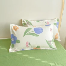 Bộ 4 vỏ chăn họa tiết hoa, Bộ đồ giường phong cách tươi mới, Thân thiện với da & thoáng khí, Phù hợp với mọi mùa, Bao gồm 1 vỏ chăn, 1 ga trải giường, 2 vỏ gối (Không bao gồm ruột) - Nhiều màu - Xem 8