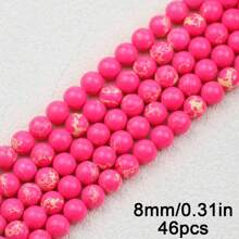 Hạt tròn màu hồng tự nhiên/tổng hợp 4mm/6mm/8mm/10mm, khoan, dùng làm vòng tay, vòng cổ, khuyên tai, trang sức thời trang, phụ kiện - Hồng thông hoàng gia - Xem 10