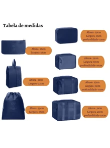 7 Pieces Kit Organizer Bags For Suitcase Clothes Luggage Travel - 藏蓝色 - 查看 3
