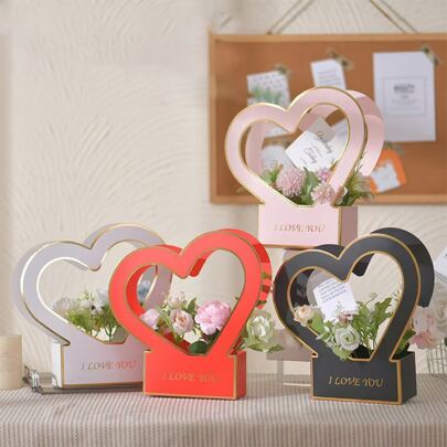 1pc Mother's Day/520 Flower Gift Box, Heart-Shaped Gift Box Packaging, Flower Bouquet Gift Box, Floral Arrangement Box