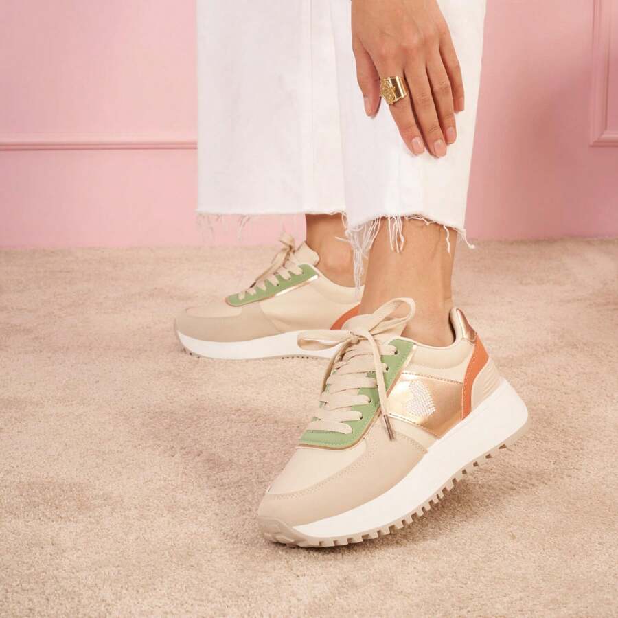 时尚百搭休闲日常厚底运动鞋 - 彩色 - 查看 1