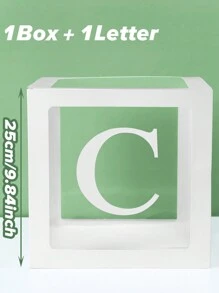 1pc 25cm White Letter Transparent Box (Box And Letter), Birthday Decoration, Wedding Decoration, Wedding Anniversary Decoration, Baby Shower Decoration, Christmas Decoration, 2025 New Year Party Room Decoration, Tabletop Decor, Initial Transparent Balloon Box Surprise Gift Box, Party Favor, Spell Name Letter Decoration Party - Letter Transparent Box - View 9