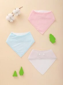 3 件装婴儿三角围兜，柔软吸水可调节按扣 - 藍色 - 查看 5