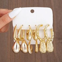 Bộ trang sức 12 chiếc khuyên tai hình học CCB tối giản, đa năng cho hẹn hò, tiệc tùng, kỳ nghỉ, trang phục hàng ngày, quà tặng ngày lễ cho phụ nữ - Vàng - Xem 12