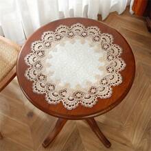 1 pezzo, Centrotavola rotondo grande, in tessuto jacquard di satin di poliestere beige, delicato ricamo in pizzo idrosolubile, tappetino da tavola rotondo decorativo da cucina, resistente allo sporco e isolante termico, adatto per decorazione domestica e feste in casa - Multicolore - Visualizzare 8