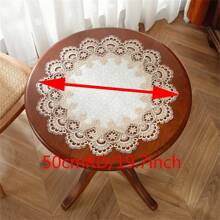 1 pezzo, Centrotavola rotondo grande, in tessuto jacquard di satin di poliestere beige, delicato ricamo in pizzo idrosolubile, tappetino da tavola rotondo decorativo da cucina, resistente allo sporco e isolante termico, adatto per decorazione domestica e feste in casa - Multicolore - Visualizzare 5