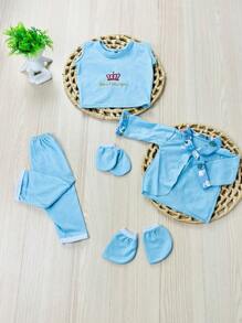 Kit Recém-Nascido Pagão + Roupão + Toalha Menino - Azul bebê - Visão 4