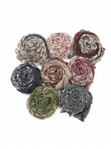 1pc Vintage Patchwork Ditsy Floral Linen Pleated Lightweight Scarf/Shawl, Versatile For Daily Commute Outfit Accessory - Multicolor - View 10
