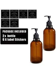 WCIC زجاجات قابلة لإعادة التعبئة ومتعددة الوظائف، موزع شامبو ومنعم قابل للتركيب بالحفر للتثبيت على الحائط - 17 أونصة، 500 مل، زجاجات صابون الاستحمام مع ملصقات سوداء - موزعات غسول الجسم سهلة إعادة التعبئة لترقية ديكور الحمام بسرعة، عودة إلى المدرسة