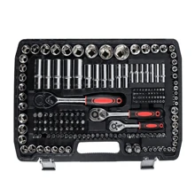 Professional 216 Pcs Socket Set 1/2" 3/8" 1/4" Ratchet Spanners Large Tool Kit - Black - View 3