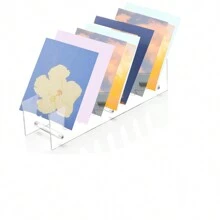 Soporte de exhibición de tarjetas de acrílico, estante de escritorio práctico para exhibir pegatinas y tarjetas postales, soporte para tarjetas y teléfono móvil, mejor regalo - transparente - Ver 3