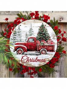 1 đồ trang trí bằng gỗ chủ đề Giáng sinh vui vẻ - Xe hơi Giáng sinh, Chú lùn kẹo dễ thương, Hiệu ứng nổi phẳng 2D của Biển báo tròn Giáng sinh vui vẻ để treo tường cửa trước Trang trí Giáng sinh lý tưởng - Nhiều màu - Xem 15