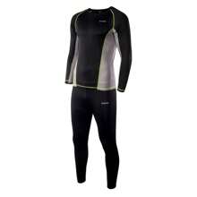Hi-Tec Mens Kamo Thermal Base Layers (Black/Frost Grey/Lime Punch) - 100% Polyester