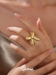 1pc Fashion Stainless Steel Rings For Women Bowknot Ribbon Style Adjustable Open Ring Female Jewelry Best Friends Gifts