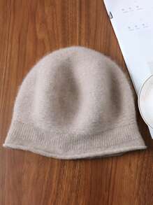 1 件女士 100% 羊毛厚贝雷帽，温暖时尚针织帽，适合秋冬季 - 多色 - 查看 8