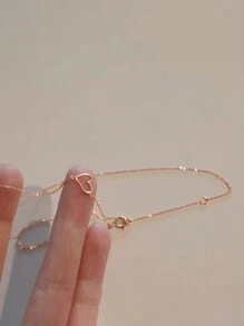 BALMORA 1 件纯银 S925 银复古优雅玫瑰金可爱心形吊坠项链女友时尚锁骨链日常生活珠宝礼物