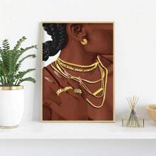 1pc Unframed/Framed Wall Art Poster, Popular Modern Canvas Poster Art Print, Wall Art, Braided Hair, African American Bedroom Home Decor - Multicolor - View 7
