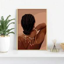 1pc Unframed/Framed Wall Art Poster, Popular Modern Canvas Poster Art Print, Wall Art, Braided Hair, African American Bedroom Home Decor - Multicolor - View 9