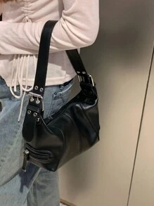 Underarm Bag Women's Bag Cool Drag Style Shoulder Underarm Stick Bag Niche Design Leather Zipper Shoulder Handbag - Multicolor - View 3