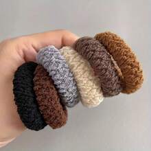 6 件装高弹力发圈，厚实舒适的马尾辫固定器，纯色，适合女士 - 彩色 - 查看 4