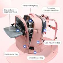 Mochila de Viaje para Cabina de Avión 45x36x20  para Vueling, , Ryanair | Equipaje de Mano Impermeable y Espaciosa con Compartimento para Zapatos | Mochila Antirrobo Multifuncional para Viajes y Es( 2210-001) - Negro - Ver 4