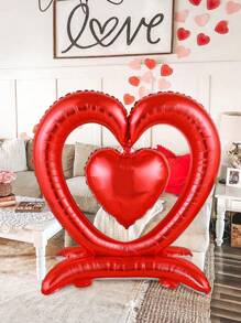 1个44英寸巨型直立红色心形铝箔气球，适用于求婚、婚礼、周年纪念、生日、新年、情人节 - 彩色 - 查看 9