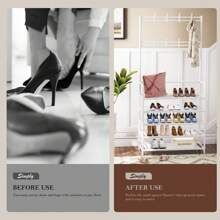 5-Tier Entryway Coat Rack, Coat And Shoe Rack, Entryway Bench Storage Organizer With 8 Hooks For Bedroom, Hallway, Office, White - màu đen - Xem 3