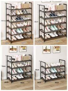 Zapatero metálico de varios niveles - Organizador que ahorra espacio para la entrada, porche, patio, dormitorio, salón - Duradero, fácil de montar, ajustable, diseño compacto para varios tipos de habitaciones, muebles de almacenamiento portátiles - Negro - Ver 1