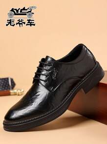 Giày da nam trang trọng, giày công sở nam trang trọng thường ngày, giày da đế mềm buộc dây thời trang mới chống mài mòn - màu đen - Xem 1