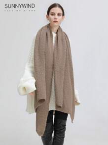 1pc Women's Solid Color Polyester Soft Knit Scarf, Everyday Use - Khaki - View 2