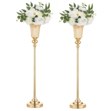 GOQODO 2个金色和银色金属花瓶架，波西米亚风人造花瓶装饰，优雅高挑的婚礼宴会中心摆件，多功能金属烛台，适用于母亲节、毕业典礼、五五节、狂欢节、婚礼、派对、晚宴、房间装饰、室内外皆宜、聚会、厨房装饰、庆典等场合。 - 彩色 - 查看 3
