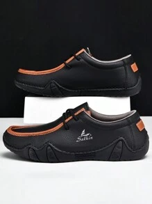 Salkin 新款设计师手工男士乐福鞋，系带休闲鞋，黑色驾车鞋，价格亲民，质感高端，轻便透气，柔软舒适，防滑橡胶鞋底，平底皮鞋，适合户外穿着，春夏秋季皆宜，男士礼品之选。注意：尺码偏小，建议选购大一码。 - 黑色 - 查看 5