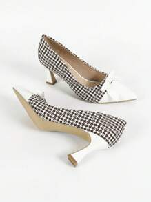 女士时尚高跟鞋，白色尖头细跟蝴蝶结细节，适合日常穿着和通勤，舒适简约优雅的设计 - 白色 - 查看 6