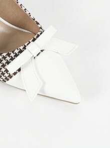 女士时尚高跟鞋，白色尖头细跟蝴蝶结细节，适合日常穿着和通勤，舒适简约优雅的设计 - 白色 - 查看 7