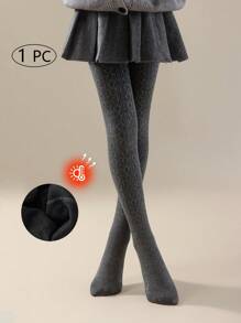 1件装女童/儿童/幼儿保暖无脚连裤袜，灰色纯色，卡通爱心、竖条纹、波点图案，表面光滑柔软，亲肤舒适，适合日常穿着、上学、公主风，可爱百搭，适合春、秋、冬三季穿着。