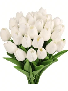 1/5/8 Piezas de Flores de Tulipán Artificiales, Adecuadas para la Decoración de la Sala de Estar, el Dormitorio, Festivales, Regalos, Cumpleaños, Graduación, E-I-D - Blanco - Ver 2