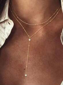 1只極簡風格圓珠女頸鏈，幾何形項鏈 - WY-528雙層項鍊 - 查看 5