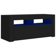Sleek Black TV Cabinet 90x35x40 Cm Modern Entertainment Unit With Storage - Black - View 2