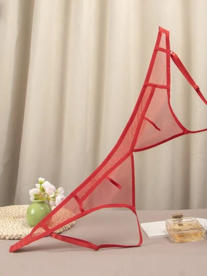 MLeyhoice Sujetador rojo de malla suave y cómodo con espalda descubierta (Navidad/Día de San Valentín)