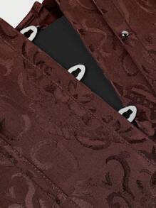 Underbust Corsets For Women,Corset Belt, Women's Floral Jacquard Lace Up Under Boob Corset Slimmer Body Shaper - 棕色 - 查看 4