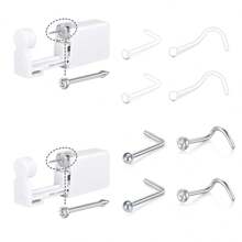 2-31pcs Body Septum Piercing Kit 14G 16G 18G 20G 22G Tools For Nose Tongue Lip Ear Eyebrow Belly Button Cartilage Tragus Industrial Barbell Helix Daith Piercing Jewelry Clamps