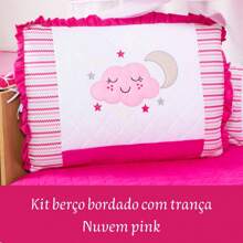 10 Piece American Crib Kit With Embroidered Side Protector For Boys And Girls - Pink Cloud - View 11