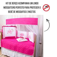 10 Piece American Crib Kit With Embroidered Side Protector For Boys And Girls - Pink Cloud - View 8